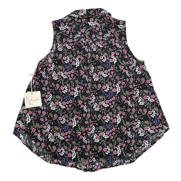 NWT Caffe Marrakech Size M Floral Print Button Front Sleeveless Collar Blouse - Picture 8 of 11